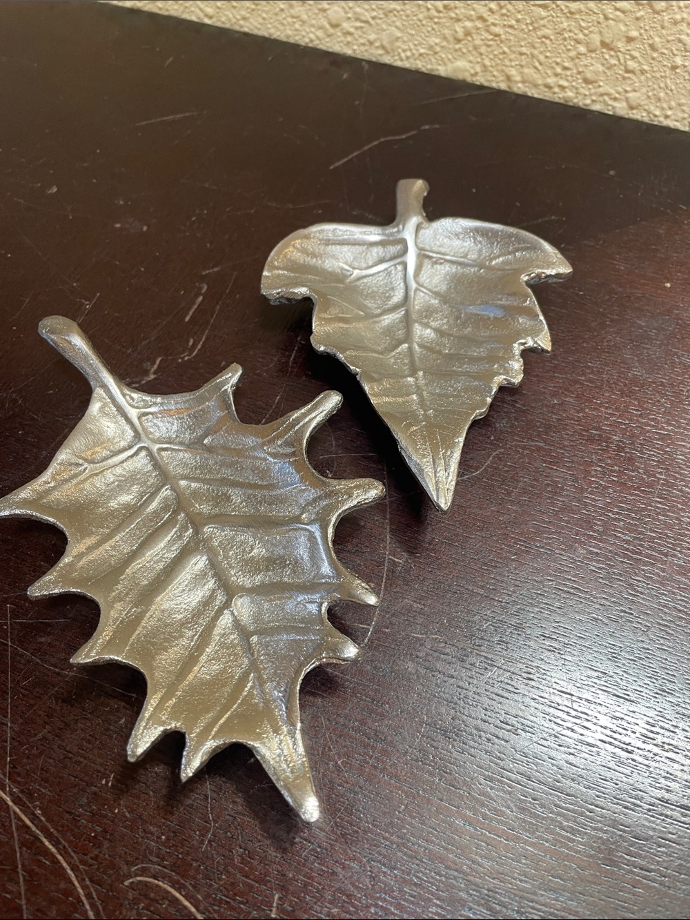 Decorative Metallic Leaf Trinket Dishes - Set of 2